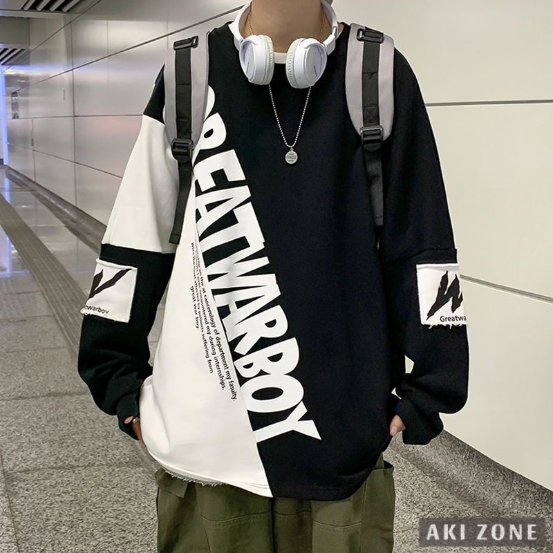 Áo Thun Tay Dài Dáng Rộng plus size Phong Cách Hàn Quốc Cho Nam