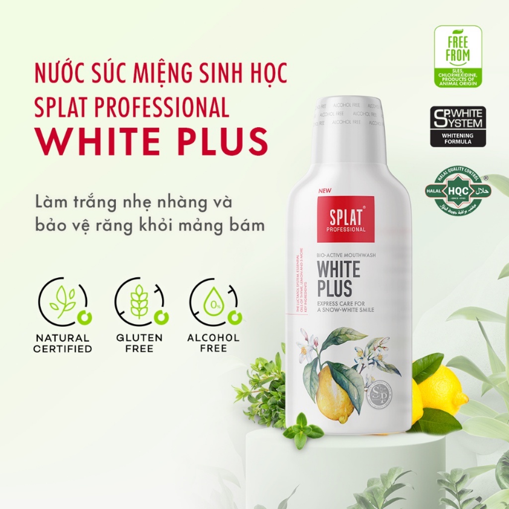 Nước Súc Miệng Làm Trắng Răng SPLAT White Plus Professional Hơi Thở Thơm Mát Bảo Vệ Toàn Diện 275ml Daily Beauty