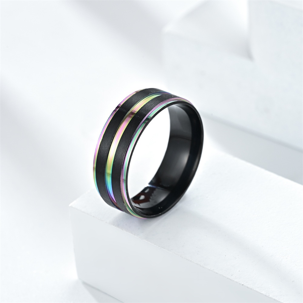 Nhẫn Hai Màu Đen 8mm Phong Cách Âu Mỹ Thời Trang 2023