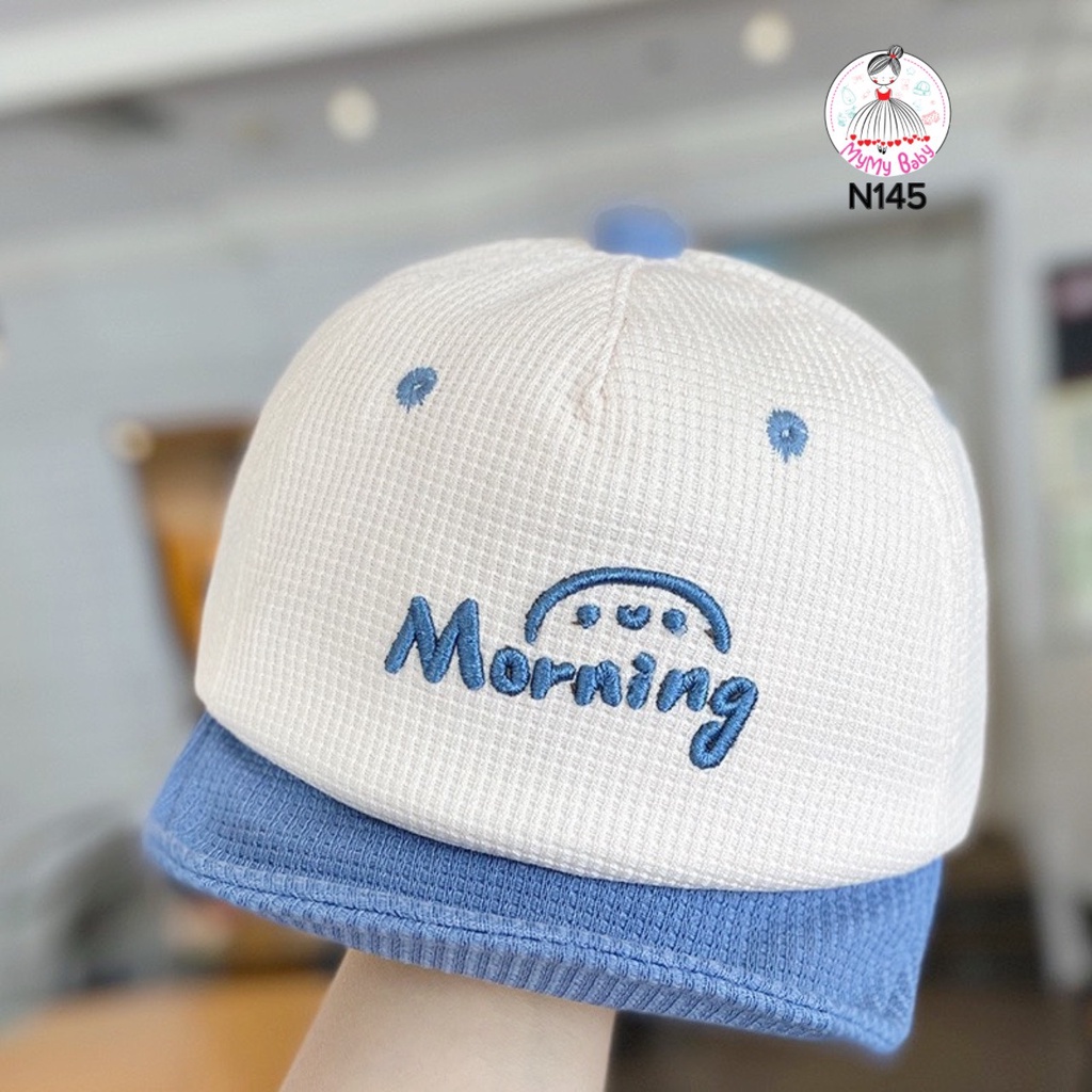 Nón lưỡi trai Morning hình thêu sắc nét từ 6-36 tháng