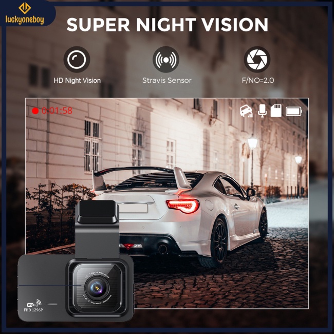 Camera Hành Trình wifi 3 "ips Hai Mặt Trước Và Sau 120 Độ° Máy Ghi Âm Lái Xe Góc Rộng
