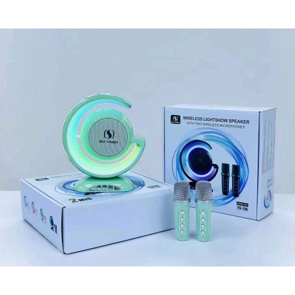 Loa Karaoke Bluetooth YS 110 Led RGB, 2 Mic Không Dây-METIC SHOP