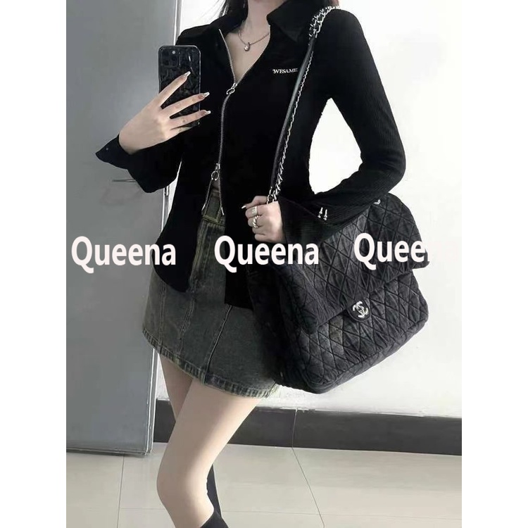 Queena Áo Len áo khoác cardigan áo cardigan Thời trang hàn quốc A21K0I5 36Z230909