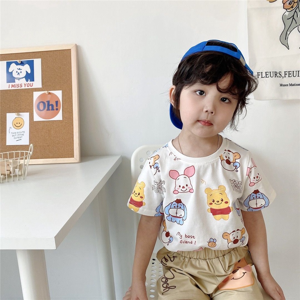 Áo Thun cotton Hàn Quốc Tay Ngắn In Họa Tiết Hoạt Hình Dễ Thương Thời Trang Mùa Hè 2023 Cho