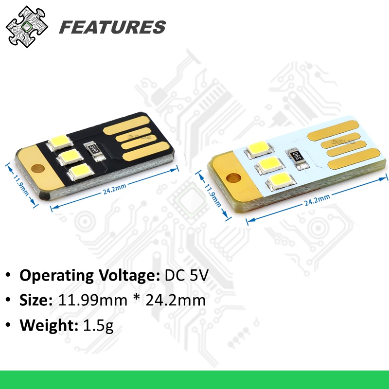 ENGLAB★Mô-đun LED USB di động, Bảng mạch phát sáng đầy đủ màu sắc 5V