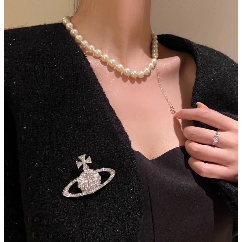 Trâm Cài Áo Hình Hành Tinh Đính Kim Cương Lấp Lánh