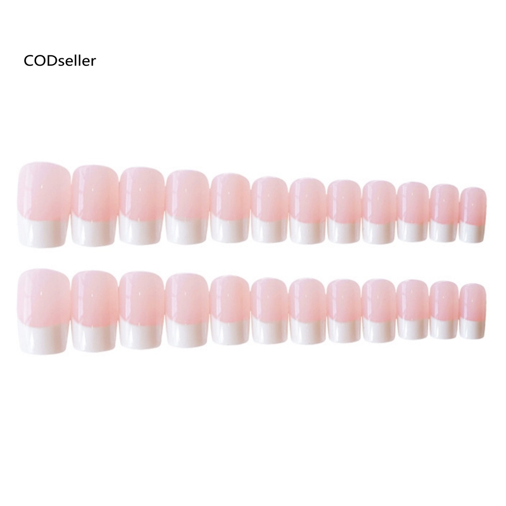 Bộ 24 Móng Tay Giả Hình Vuông Có Keo Nối Ngắn Bóng Tự Nhiên Cho Nữ Và Gia Đình