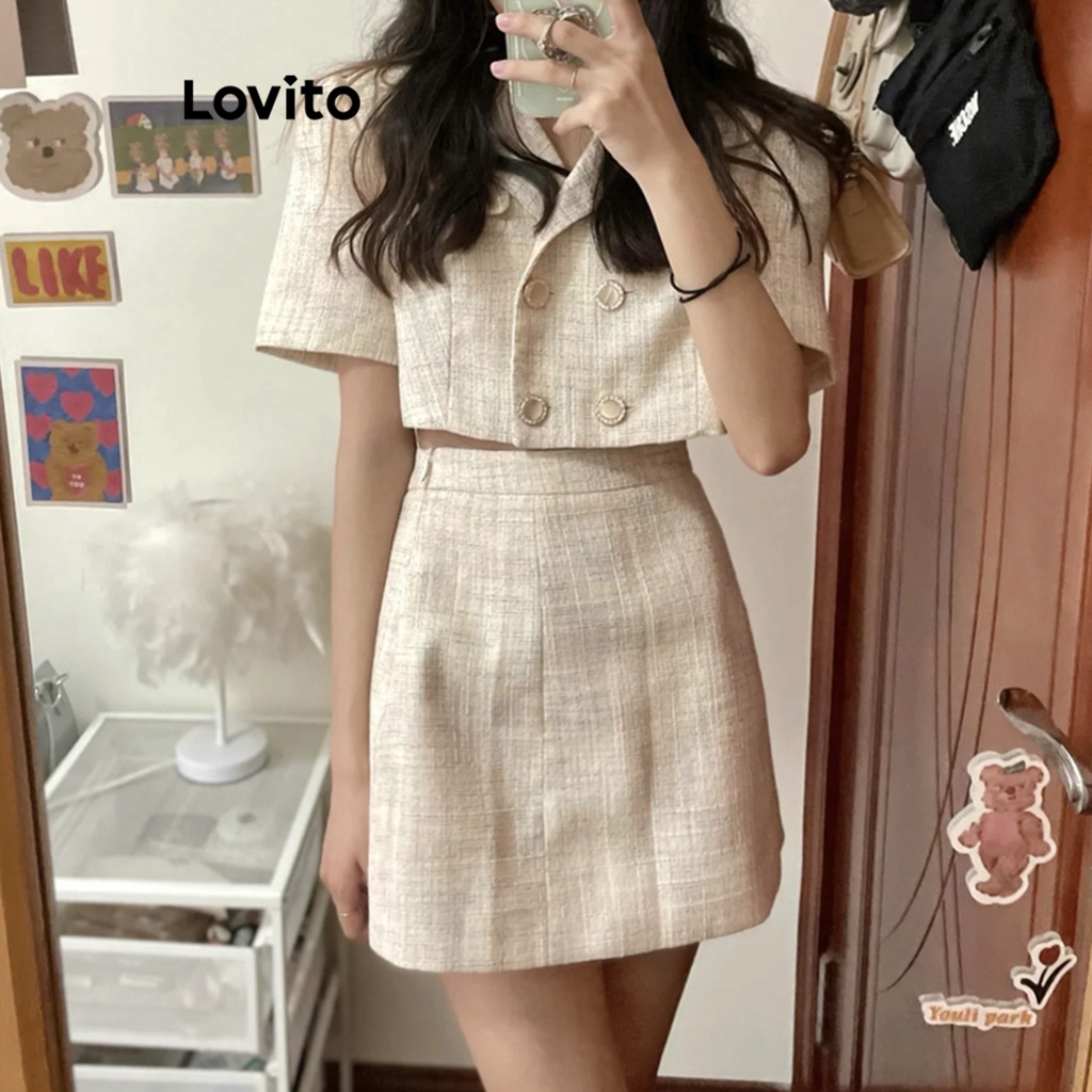 Set chân váy Lovito vải tuýt màu trơn thanh lịch cho nữ LNE16208 (Màu mơ)