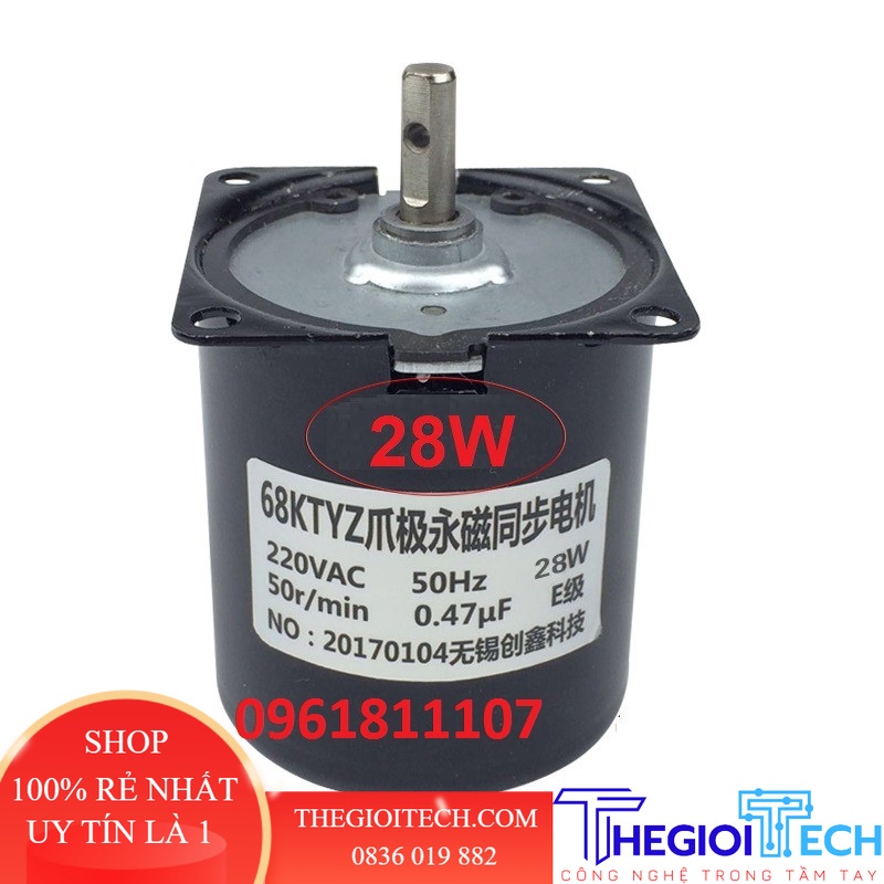 [Nhông kim loại] Motor Giảm tốc 220v 68KTYZ 28W , động cơ giảm tốc lò quay, motor quay vịt - 15 vòng