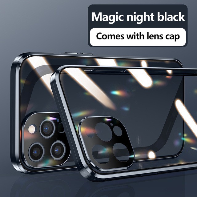 Ốp Điện Thoại Kính Cường Lực Hai Mặt Khóa Nam Châm Cho iphone 15 pro max / 15 pro / 15 plus / 15 / 14 / 14 pro / 14 plus / 14 promax