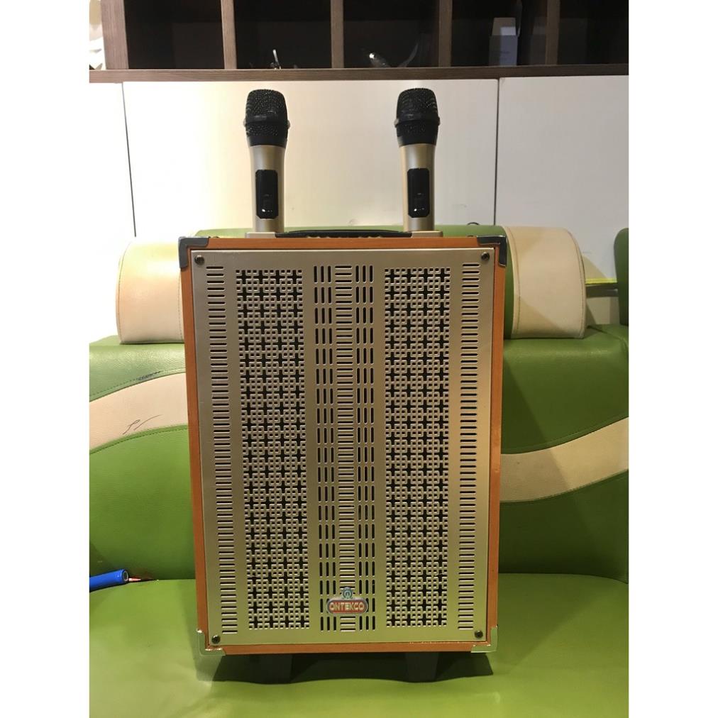 Loa kéo Ontekco 8002 kết nối blutooth di động Kèm 2 mic hát karaoke không dây cao cấp - Bảo hành chính hãng 12 tháng