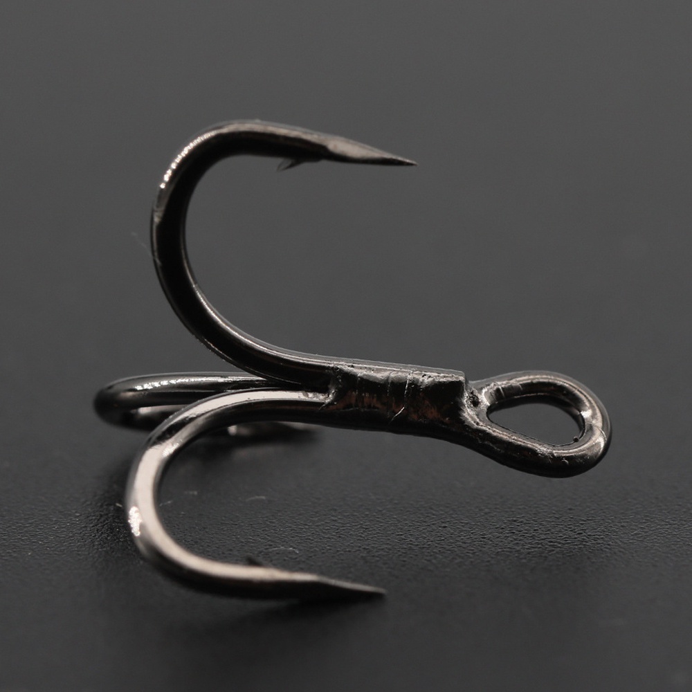 Set 10 / 6 Lưỡi Câu Cá Ba Lưỡi Câu Bằng Thép Cacbon Màu Đen # 2 # 4 # 6 # 8 #