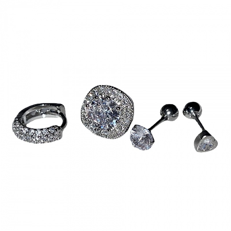 Bông Tai mini Bằng Thép Titan Đính Đá zircon Lấp Lánh Thời Trang Cho Nữ