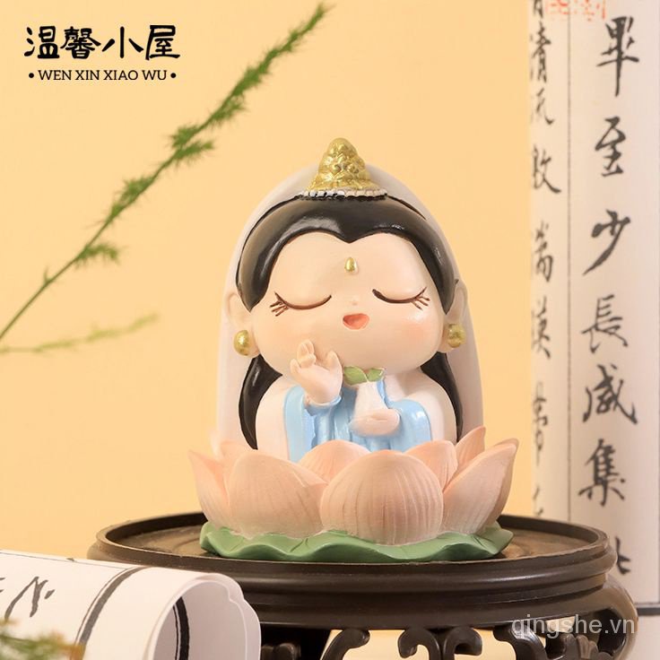 Tượng Phật Ngồi Đài Sen May Mắn Để Bàn Trang Trí Văn Phòng Dễ Thương