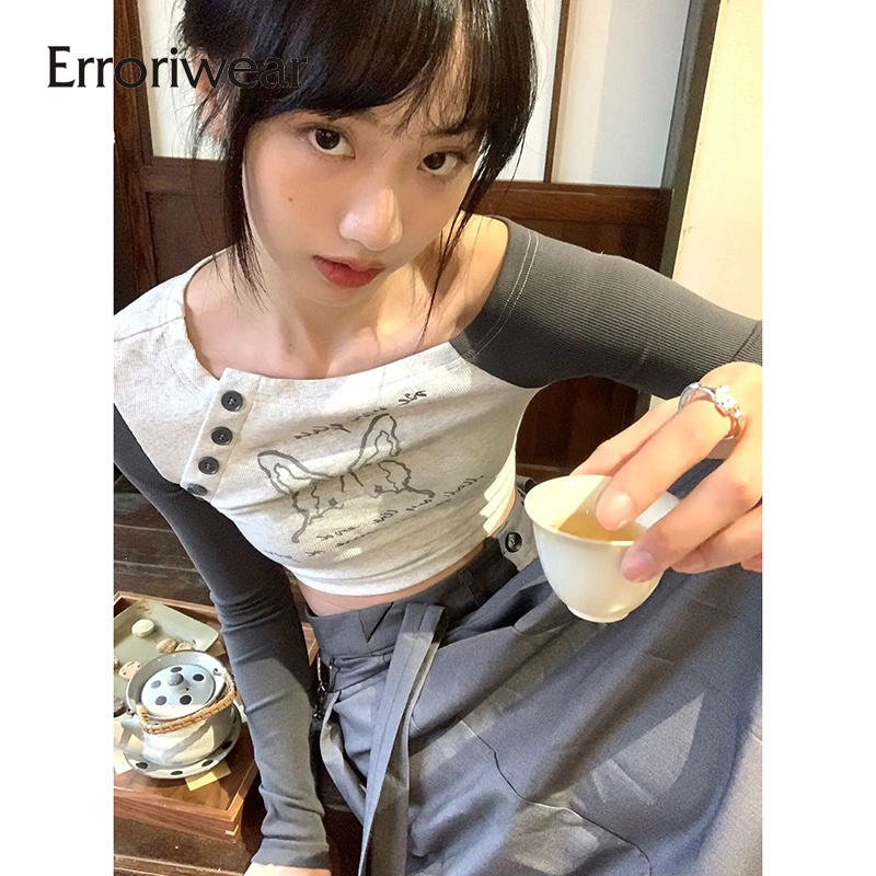 Áo Thun Tay Dài Lệch Vai Cài Nút Thời Trang Cho Nữ 2023