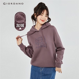 Áo hoodie GIORDANO 13323680 lót lông cừu in họa tiết ngộ nghĩnh thời trang cho nữ