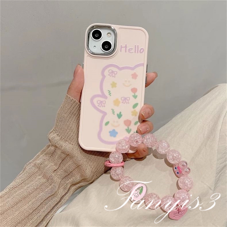 Ôp Điện Thoại Hình Gấu Hồng Dễ Thương Cho iphone 15 14 13 12 11 pro max x xr xs max 8 7 6 6s plus se 2020 Ốp