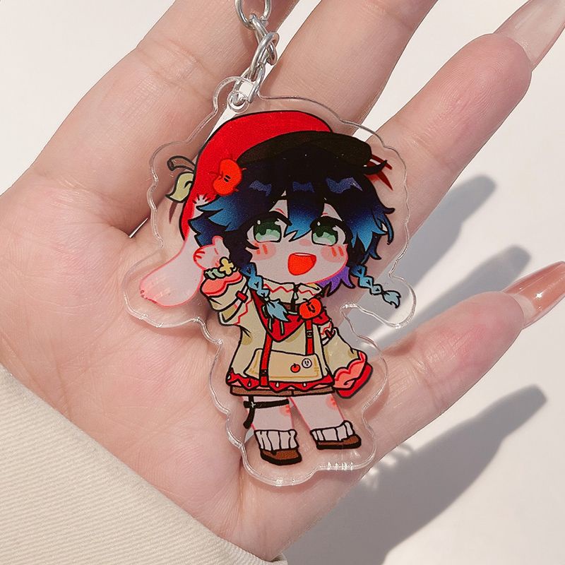 Móc khoá Genshin Impact Anime Venti Men Creative Kawaii Game nhựa Acrylic hai mặt, in hình các nhân vật dễ thương