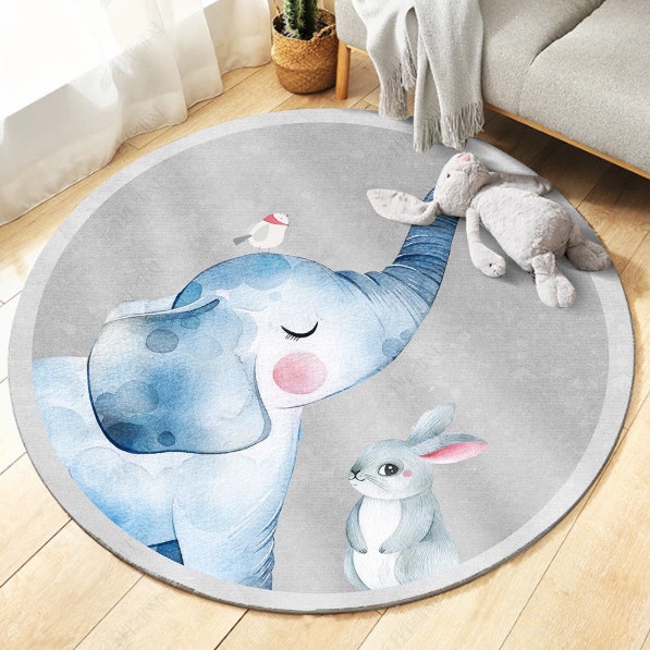 Thảm Tròn Lót Sàn Chống Trượt In Hoạt Hình Dễ Thương Cho Bé