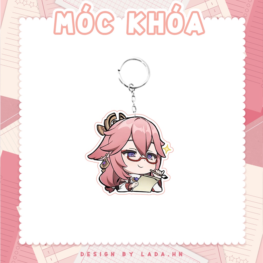 Móc khóa mô hình standee đứng để bàn Yae Miko Genshin Impact Lada anime đáng yêu chibi trang trí quà tặng