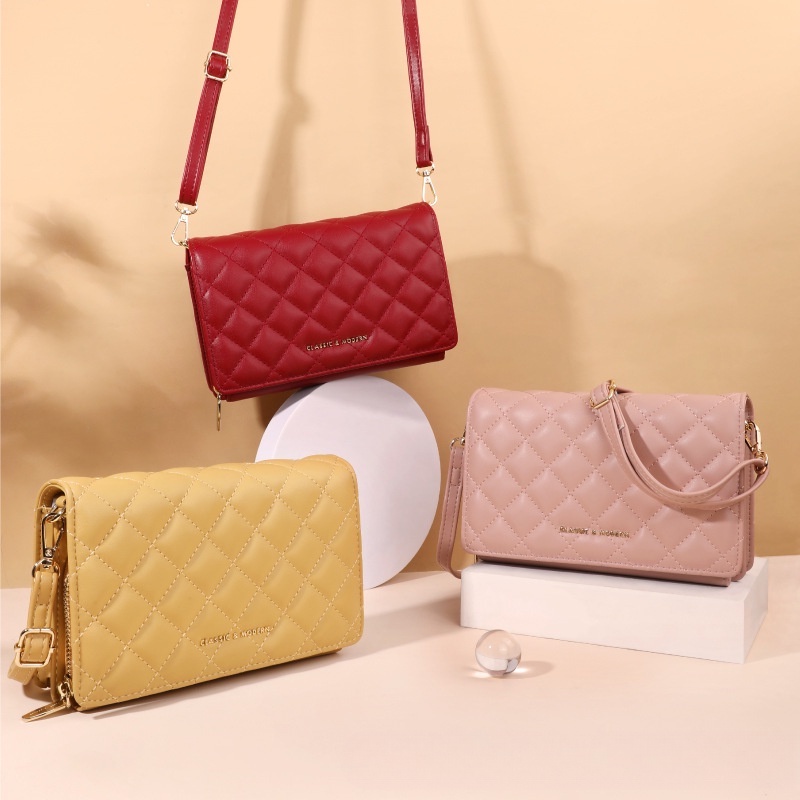 Ielgy Túi Đựng Điện Thoại Đeo Chéo Vai Họa Tiết Thêu Hình Thoi Thời Trang Cho Nữ