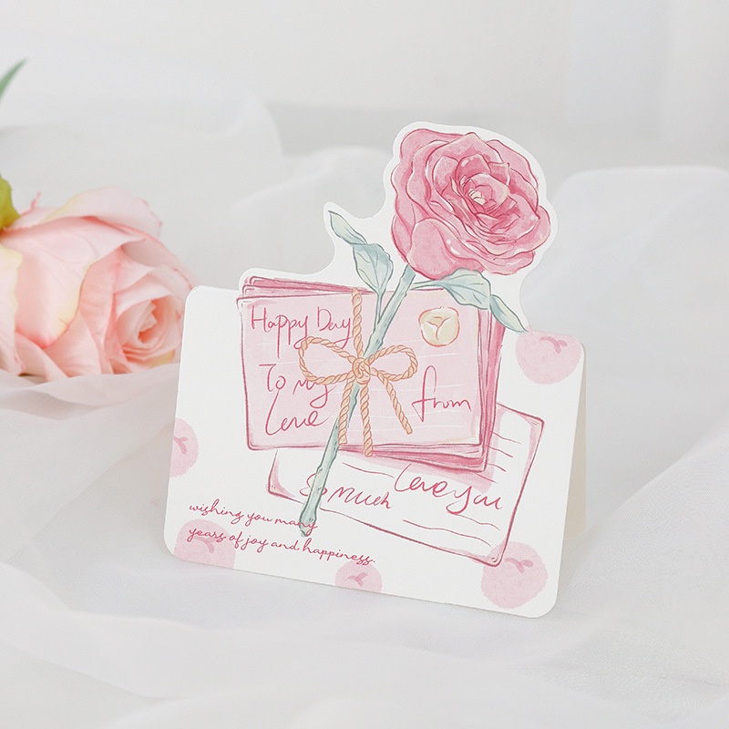 Thiệp bưu thiếp hình màu sắc tươi tắn, bó hoa romantic hoa hồng, tulip TH04 thiệp giấy chúc mừng