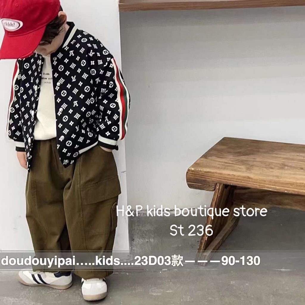 SIZE đại 8-26KG: Áo khoác bomber L. V vải da cá cho bé trai bé gái - AKLV