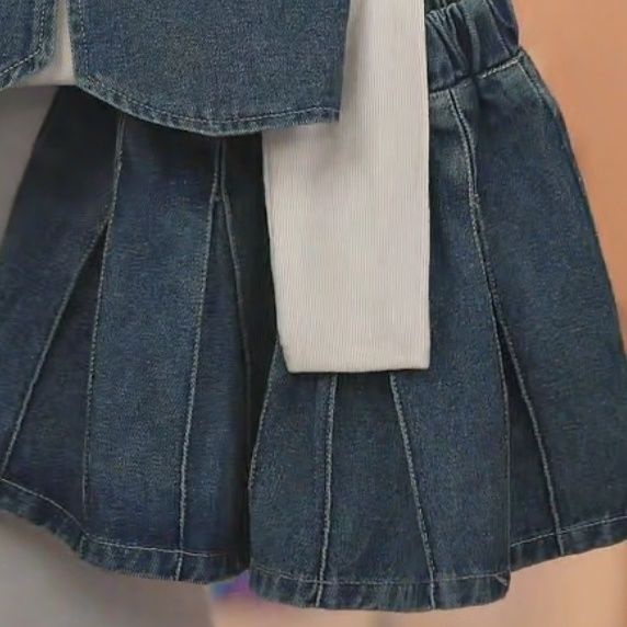 Set Đồ denim Ba Món Phong Cách Hàn Quốc Thời Trang Mùa Thu Mới 2023 Cho Bé Gái