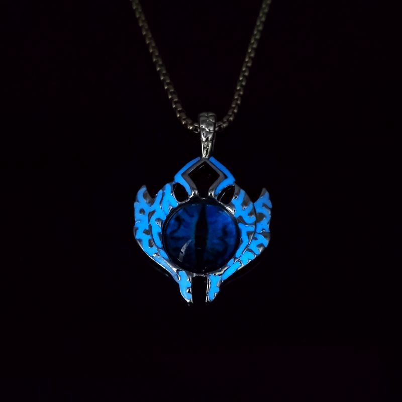 Vòng cổ Mắt Quỷ Dạ Quang Bằng Thép Không Gỉ Phong Cách gothic Cho Nam Và Nữ