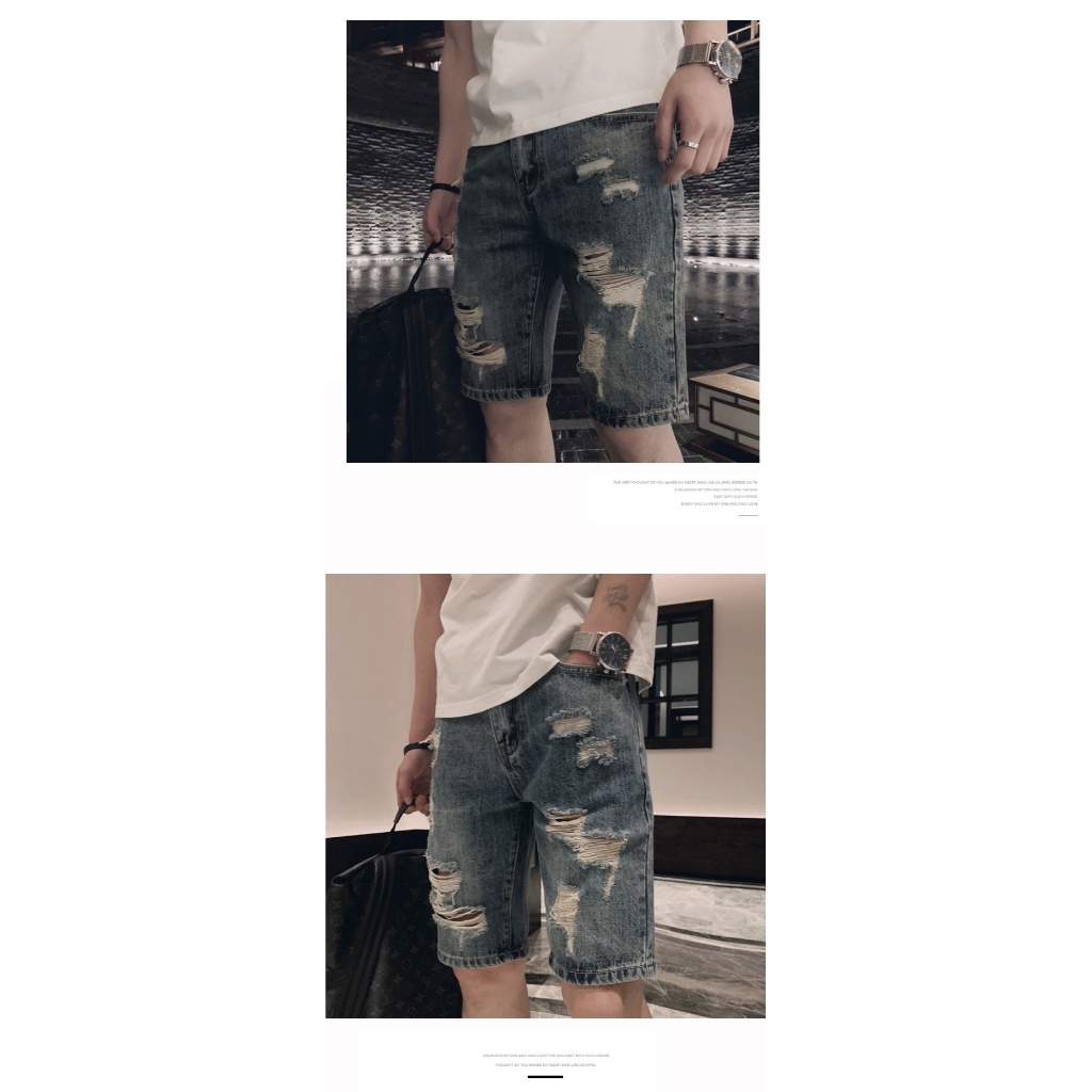 SP Quần short jean nam Quần jean nam rách Quần Jeans Lửng Thời Trang Dành Cho Nam quần bò nam quần đùi nam