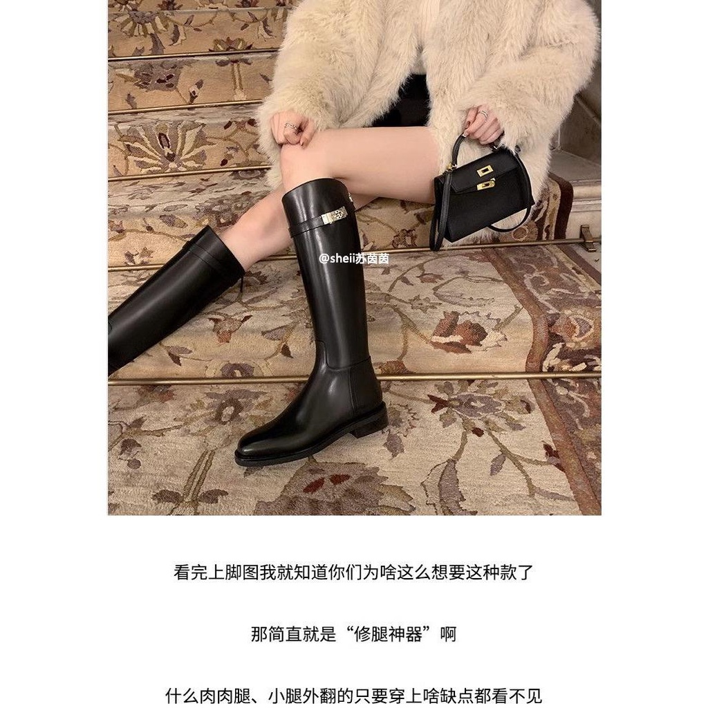 Giày Bốt Da Thật Cao Gót Dày Dặn Có Khóa Cài new york times ~ Cho Nữ