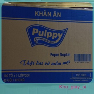 1 thùng 40 bịch giấy ăn vuông Pulppy 100 tờ 33x33cm
