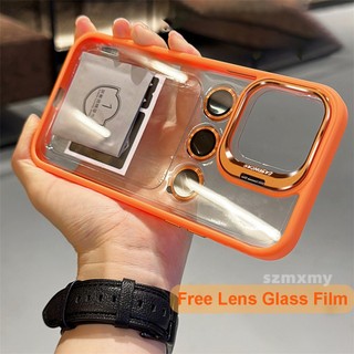 Sang Trọng Ốp Điện Thoại Trong Suốt Chống Sốc Bảo Vệ Ống Kính Máy Ảnh Cho iphone 15 14 13 12 pro max 11