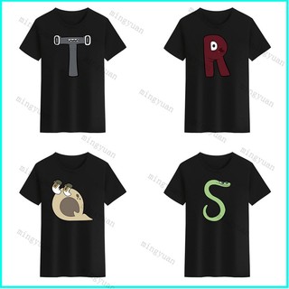 Áo Thun Unisex Cổ Tròn Màu Trắng Đen In Chữ Q R S T