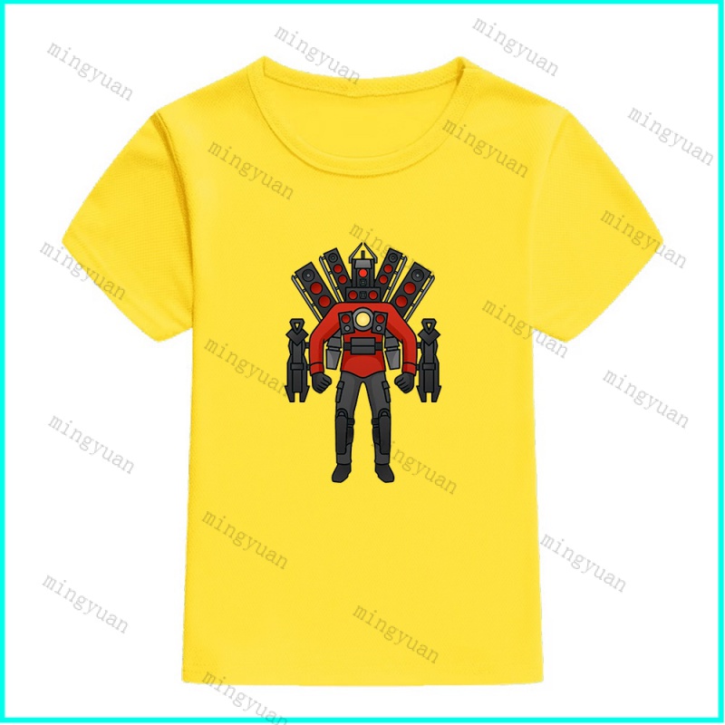 Mingyuan nâng cấp titan speakerman skibidi toilet trẻ em t-shirt tshirt thường ngắn tay áo lỏng unisex thanh thiếu niên tee top