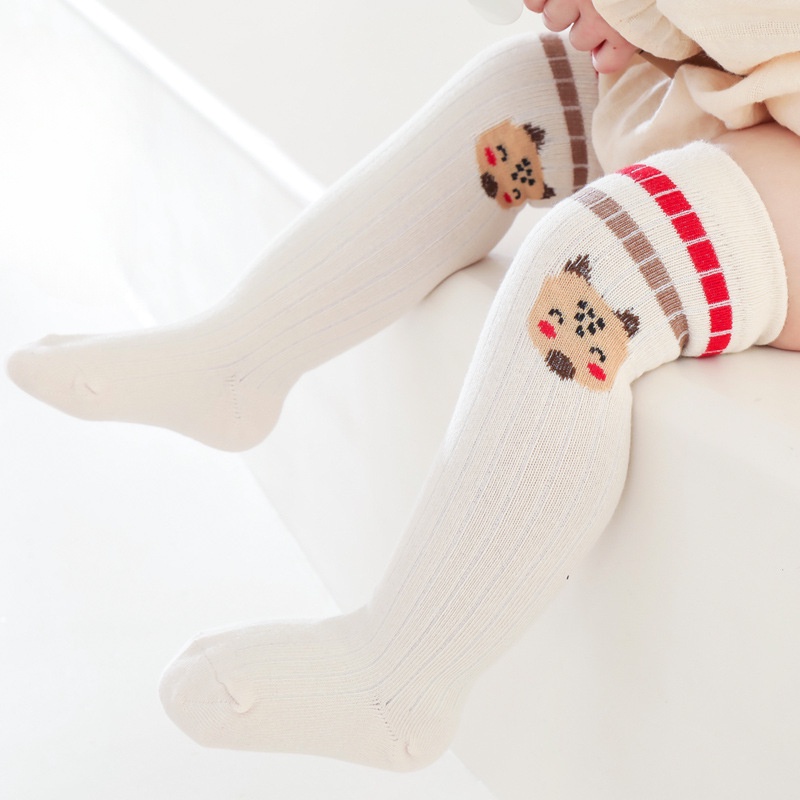 Mới Tất cotton Kẻ Sọc In Hoạt Hình Động Vật Thời Trang Thu Đông Cho Bé