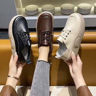 Giày Da Đế Dày Phong Cách retro Cá Tính Cho Nữ