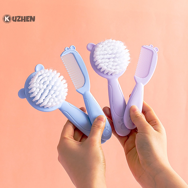 Kuzhen set 2 Lược Chải Tóc Mềm Mại Bằng nylon Mát Xa Da Đầu Cho Trẻ Sơ Sinh