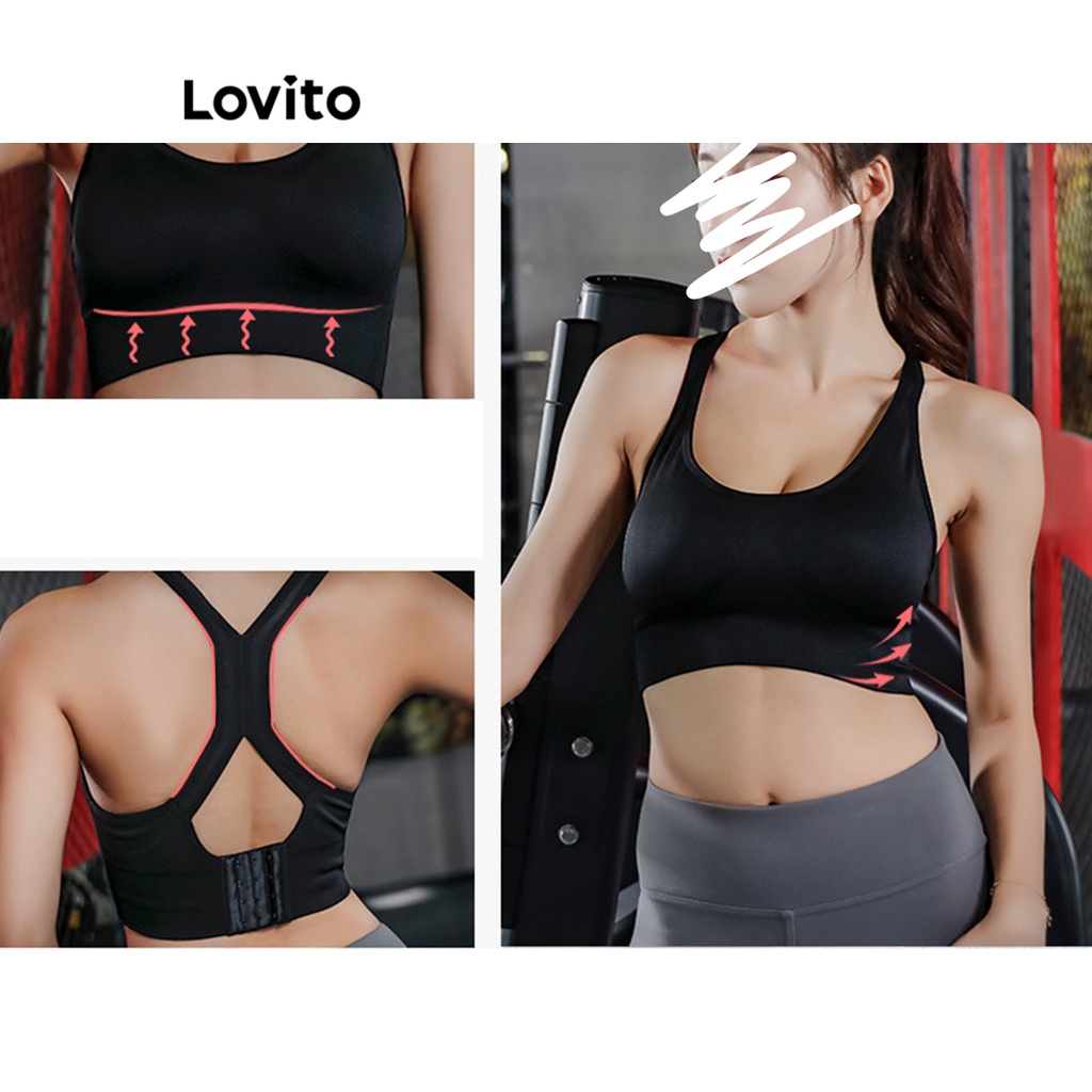Lovito Áo ngực thể thao cơ bản trơn đơn giản cho nữ LNA27248
