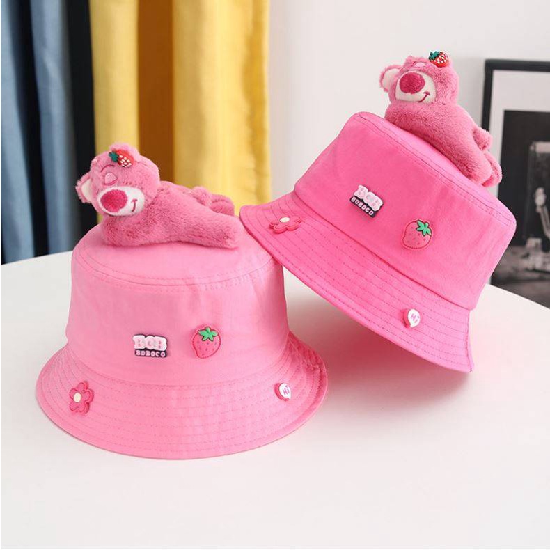 Sq2 Nón Tai Bèo Chống Nắng / Gió Hình Gấu / Dâu Tây Màu Hồng Dễ Thương Cho Nữ