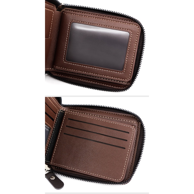 Ví Ngắn Phối Khóa Kéo Phong Cách Âu Mỹ Cho Nam