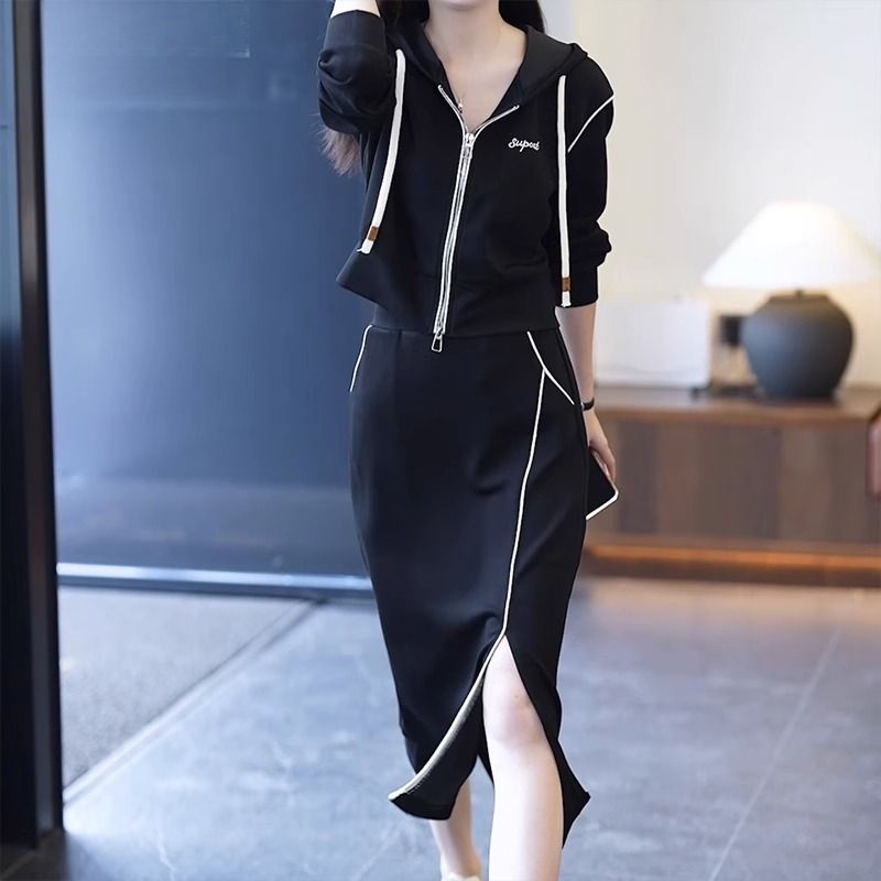 Set Áo Váy Màu Tương Phản Thời Trang Mùa Thu Cho Nữ 120kg