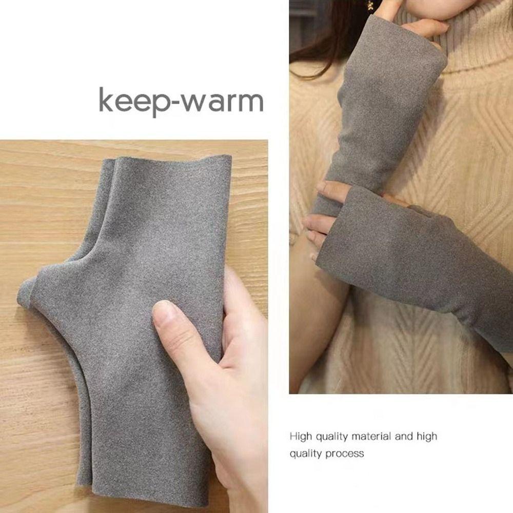 Găng Tay Nửa Ngón Vải Nhung Ấm Áp Thời Trang Hàn Quốc