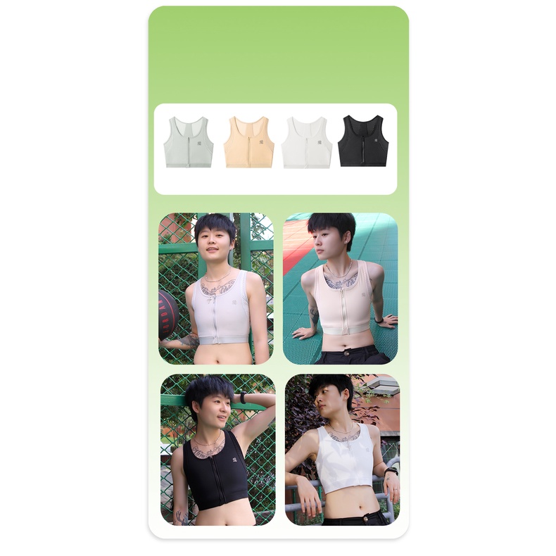 Áo Lót corset Thể Thao Định Hình Ngực Phẳng Có Dây Kéo Ngắn tomboy