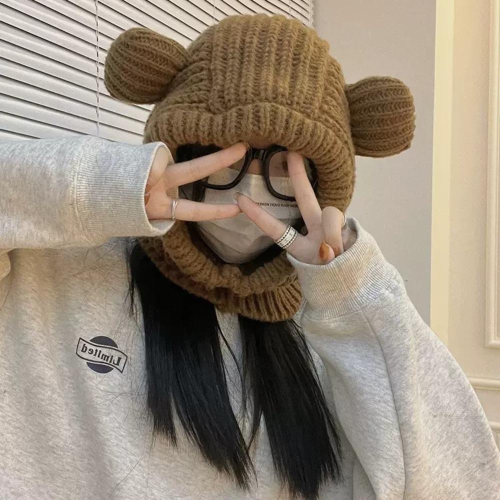 Muvako Mũ beanie Dệt Kim Giữ Ấm Tai Gấu Trượt Tuyết Mùa Đông