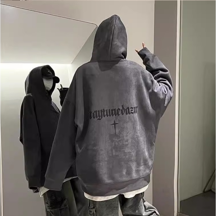 Áo Hoodie Dáng Rộng Phong Cách retro Đường Phố Mỹ Cá Tính Cho Nam