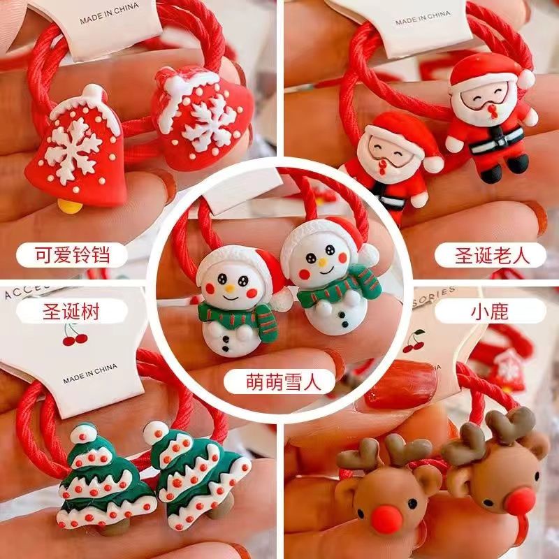 Dây Cột Tóc Cao Su Họa Tiết Người Tuyết Hoạt Hình Dễ Thương Cho Bé Gái