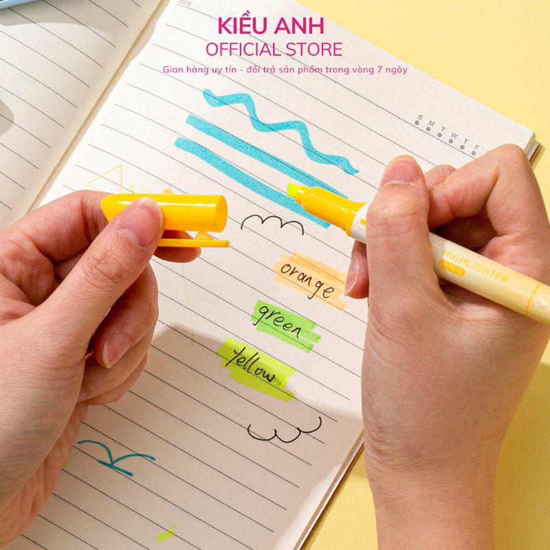 Bút highlight đánh dấu nhớ dòng dạ quang Deli tiện dụng nhanh khô cao - VPP Kiều Anh