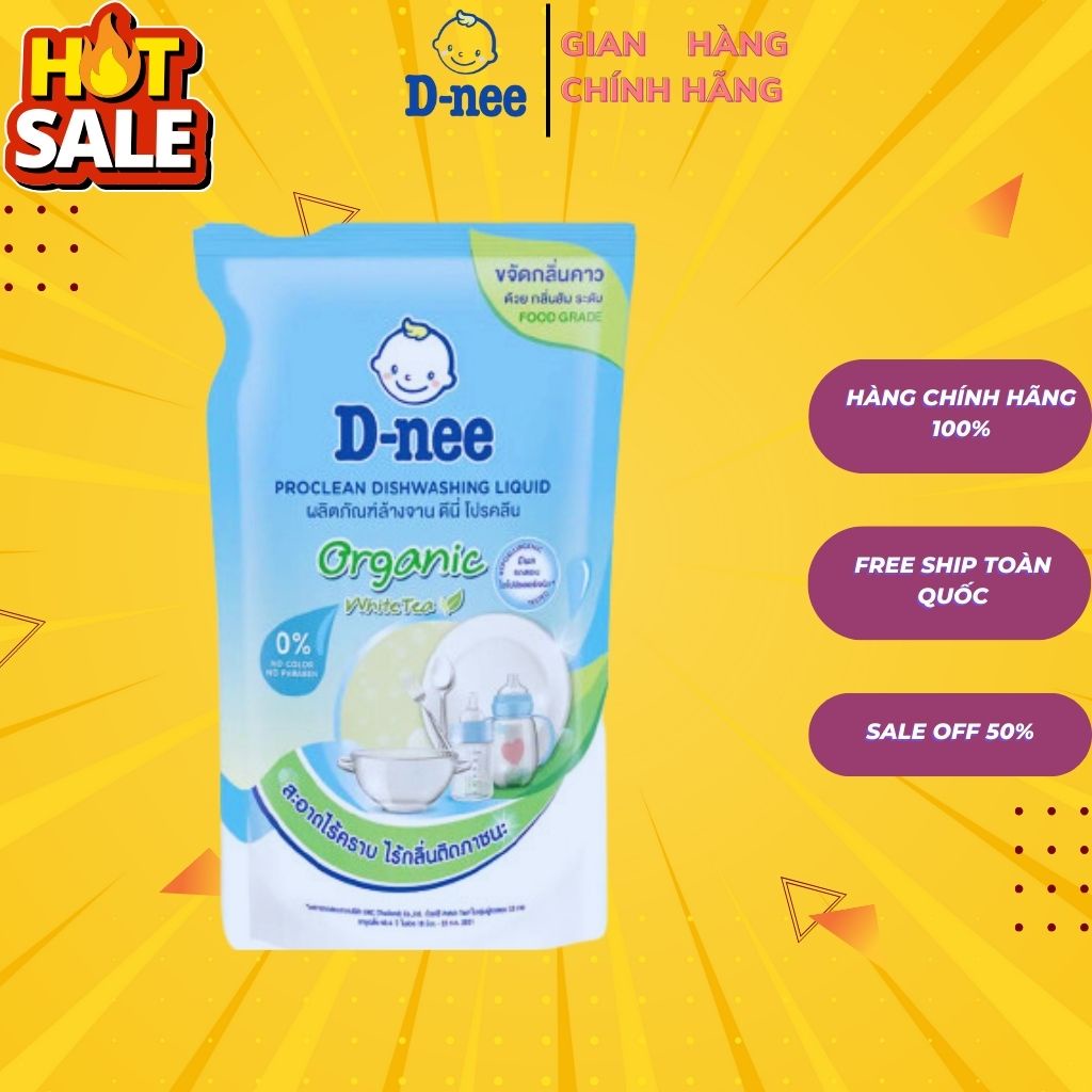 Nước rửa bình sữa Dnee Organic Túi 500ml / Chai 600ml