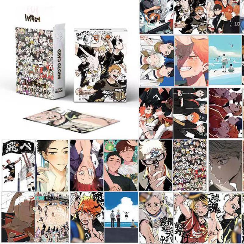 Bộ 50 Thẻ anime Hai Mặt hinata shouyou K Kika tobio Okawa tooru tsukishima kei aquamarine Akaane